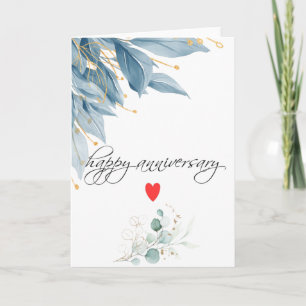 Carte Joyeux anniversaire bleu floral