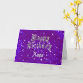 Carte Joyeux Anniversaire Bling Purple Salutation (Fleur jaune)