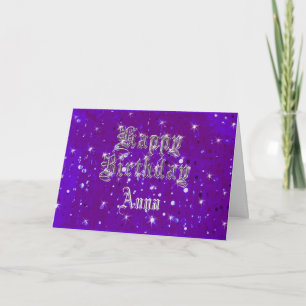 Carte Joyeux anniversaire Bling Purple Salutation
