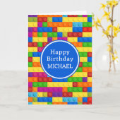 Carte Joyeux Anniversaire | Bloc de construction coloré (Fleur jaune)