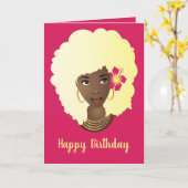 Carte Joyeux anniversaire ! Blonde Afro, Rose, Fleur (Fleur jaune)