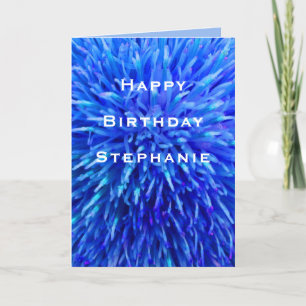 Carte Joyeux anniversaire, Blue Abstrait Floral Salutati