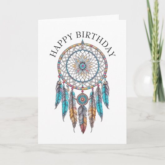 Carte Joyeux Anniversaire Blue Dreamcatchers Mystique (Devant)