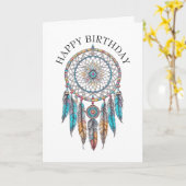 Carte Joyeux Anniversaire Blue Dreamcatchers Mystique (Fleur jaune)