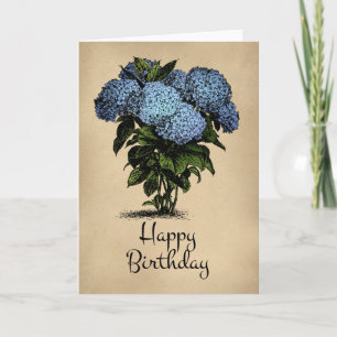 Carte Joyeux anniversaire Blue Hydrangea Floral
