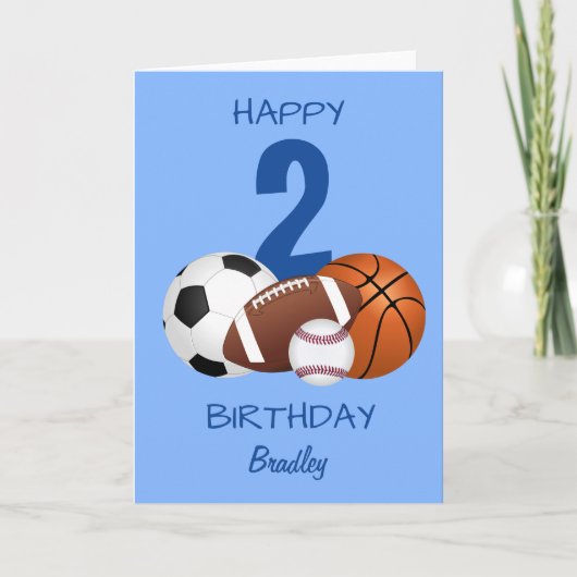 Carte Joyeux Anniversaire Blue Sports Enfants (Devant)