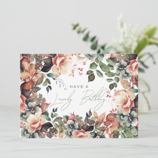 Carte Joyeux anniversaire Bohemian Garden Floral (Debout devant)