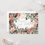 Carte Joyeux anniversaire Bohemian Garden Floral (Devant/Arrière en situation)