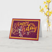 Carte Joyeux anniversaire boho couleurs rétro (Fleur jaune)