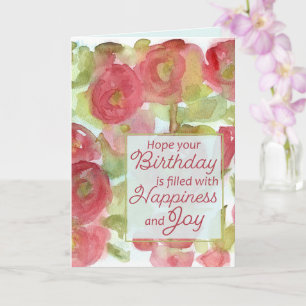 Carte Joyeux Anniversaire Bonheur Joie Rose Althéas