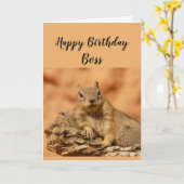 Carte Joyeux Anniversaire Boss Funny Squirrel Relax (Fleur jaune)