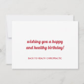 Carte Joyeux Anniversaire Bougies Spine Chiropractic Ann (Dos)