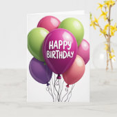 Carte Joyeux Anniversaire Boule (Fleur jaune)
