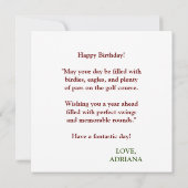 Carte Joyeux Anniversaire Boule de golf frappant l'eau (Dos)