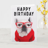 Carte Joyeux Anniversaire | Bouledogue Français avec Lun (Fleur jaune)