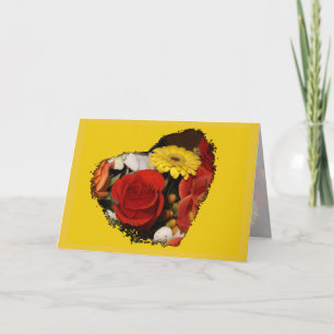 Carte Joyeux Anniversaire Bouquet Coloré en Forme de Cœu