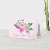 Carte Joyeux anniversaire | Bouquet d'Hibiscus tropical (Devant)