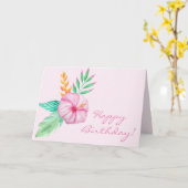 Carte Joyeux anniversaire | Bouquet d'Hibiscus tropical (Fleur jaune)