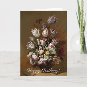 Carte Joyeux anniversaire - Bouquet floral   Art néerlan