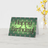 Carte Joyeux Anniversaire Brown Polka Dot Texte Vert Bkg (Fleur jaune)