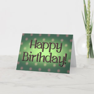 Carte Joyeux Anniversaire Brown Polka Dot Texte Vert Bkg
