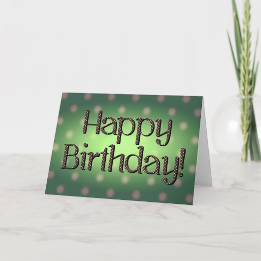 Carte Joyeux Anniversaire Brown Polka Dot Texte Vert Bkg (Devant)