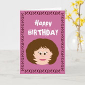 Carte Joyeux anniversaire Brunette Mom (Fille) (Fleur jaune)