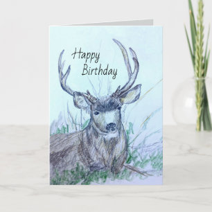 Carte Joyeux Anniversaire Buck Deer Animal Faune
