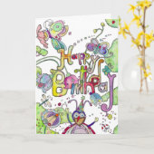 Carte Joyeux anniversaire - Bugs (Fleur jaune)