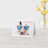 Carte Joyeux Anniversaire Bull Terrier (Fleur jaune)