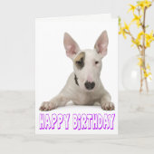 Carte Joyeux Anniversaire Bull Terrier Chien chiot (Fleur jaune)