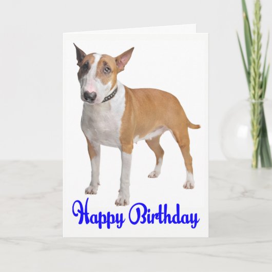 Carte Joyeux Anniversaire Bull Terrier Chien chiot (Devant)