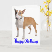 Carte Joyeux Anniversaire Bull Terrier Chien chiot (Fleur jaune)