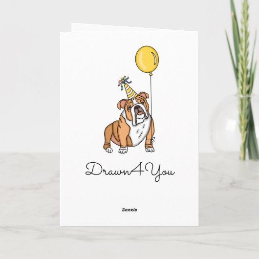 Carte Joyeux Anniversaire Bulldog Mignon (Dos)