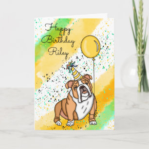 Carte Joyeux Anniversaire Bulldog Mignon