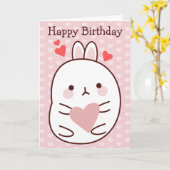 Carte Joyeux Anniversaire Bunny Heart (Fleur jaune)