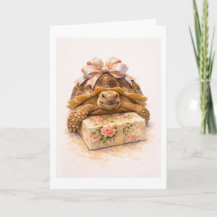 Carte Joyeux Anniversaire Cadeau tortue Sulcata aquarell