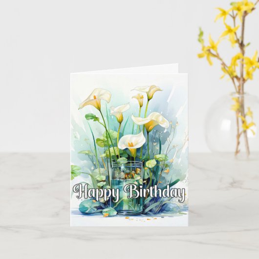 Carte Joyeux anniversaire Calla Lilies Fleurs (Fleur jaune)