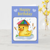 Carte Joyeux Anniversaire Caneton   (Fleur jaune)
