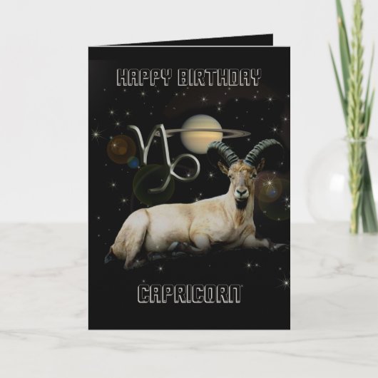 Carte Joyeux anniversaire Capricorn Chèvre Saturne Salut (Devant)