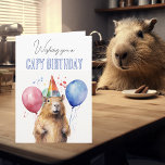 Carte Joyeux anniversaire Capy Capybara<br><div class="desc">Cette conception peut être personnalisée en choisissant l'option Modifier la conception. Vous pouvez également transférer sur d'autres objets. Contactez-moi à l'adresse colorflowcreations@gmail.com ou utilisez l'option conversation en haut de la page si vous souhaitez avoir cette conception sur un autre produit ou avez besoin d'aide. Voir d'autres de mes dessins ou...</div>
