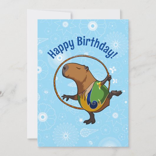 Carte Joyeux anniversaire ! Capybara Gymnaste Avec Dessi (Devant)