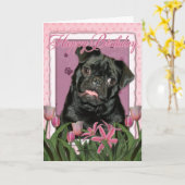 Carte Joyeux anniversaire - Carlin - Ruffy (Fleur jaune)