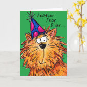 Carte Joyeux anniversaire Cartoon Cat Crazy Cat Lady (Fleur jaune)