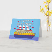 Carte Joyeux anniversaire Cartoon Cruise Humour bateau (Fleur jaune)