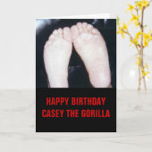 CARTE JOYEUX ANNIVERSAIRE CASEY LA GORILLA (Fleur jaune)