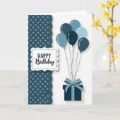 Carte Joyeux Anniversaire Cercles Bleus (Fleur jaune)