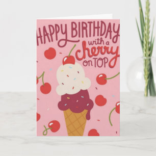 Carte Joyeux Anniversaire Cerise sur le Gâteau