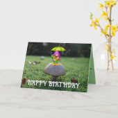 Carte Joyeux Anniversaire Champignon Gnome (Fleur jaune)