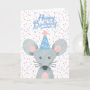 Carte Joyeux Anniversaire Chapeau de Fête de Souris Conf